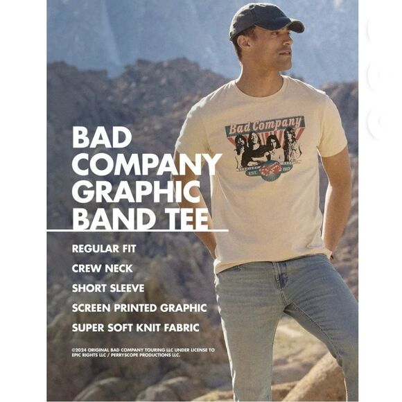 Men's Wrangler Bad Company Graphic Band Shirt Sleeve Cotton T-Shirt Size 2XL - Picture 7 of 7